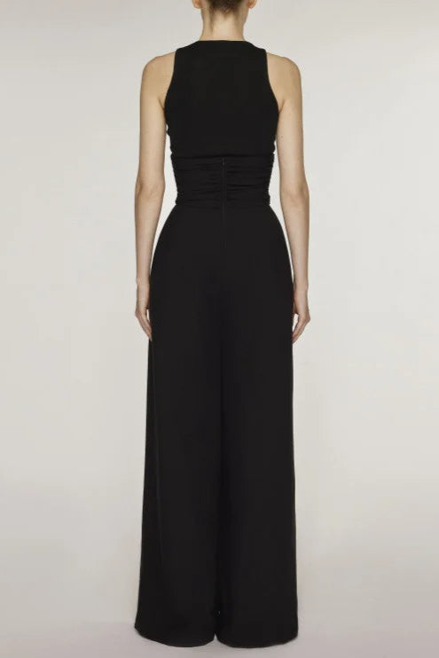 VEST HIGH WAIST WIDE LEG LONG SKIRT SUIT IN BLACK Avalabel