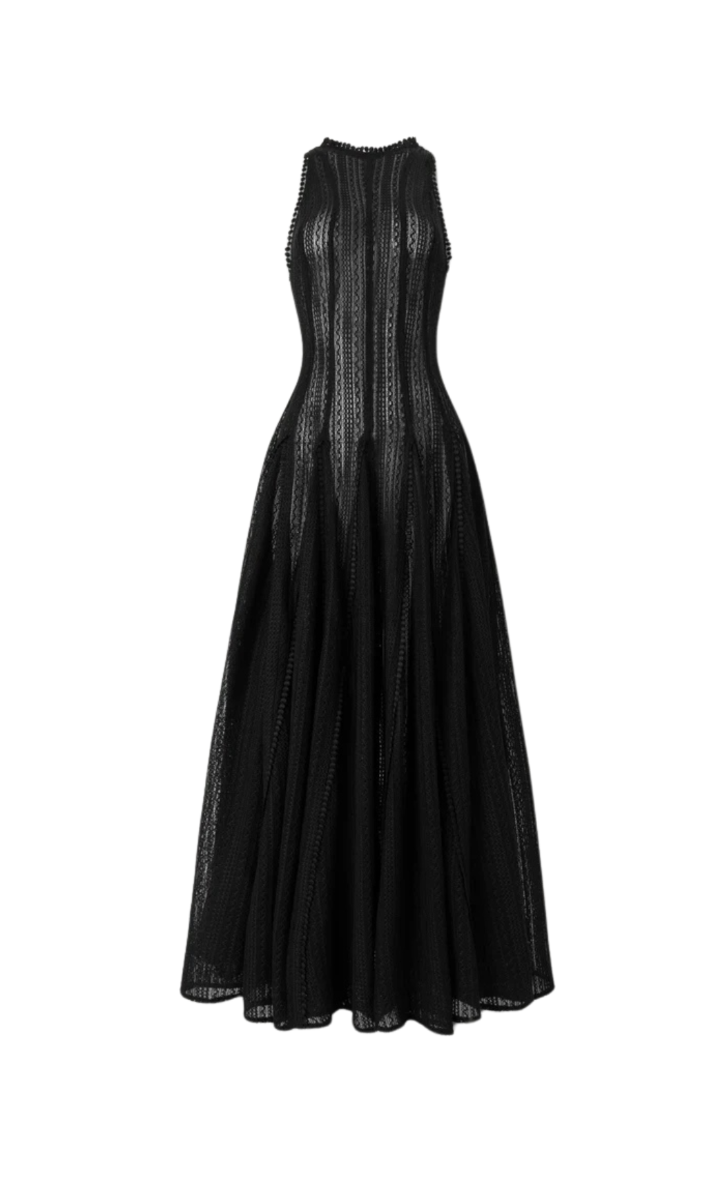 Sleeveless Lace Crochet Maxi Dress in Black Avalabel