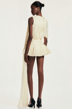 Cyrielle Pleated Mini Dress with Ribbon Design Accent Avalabel