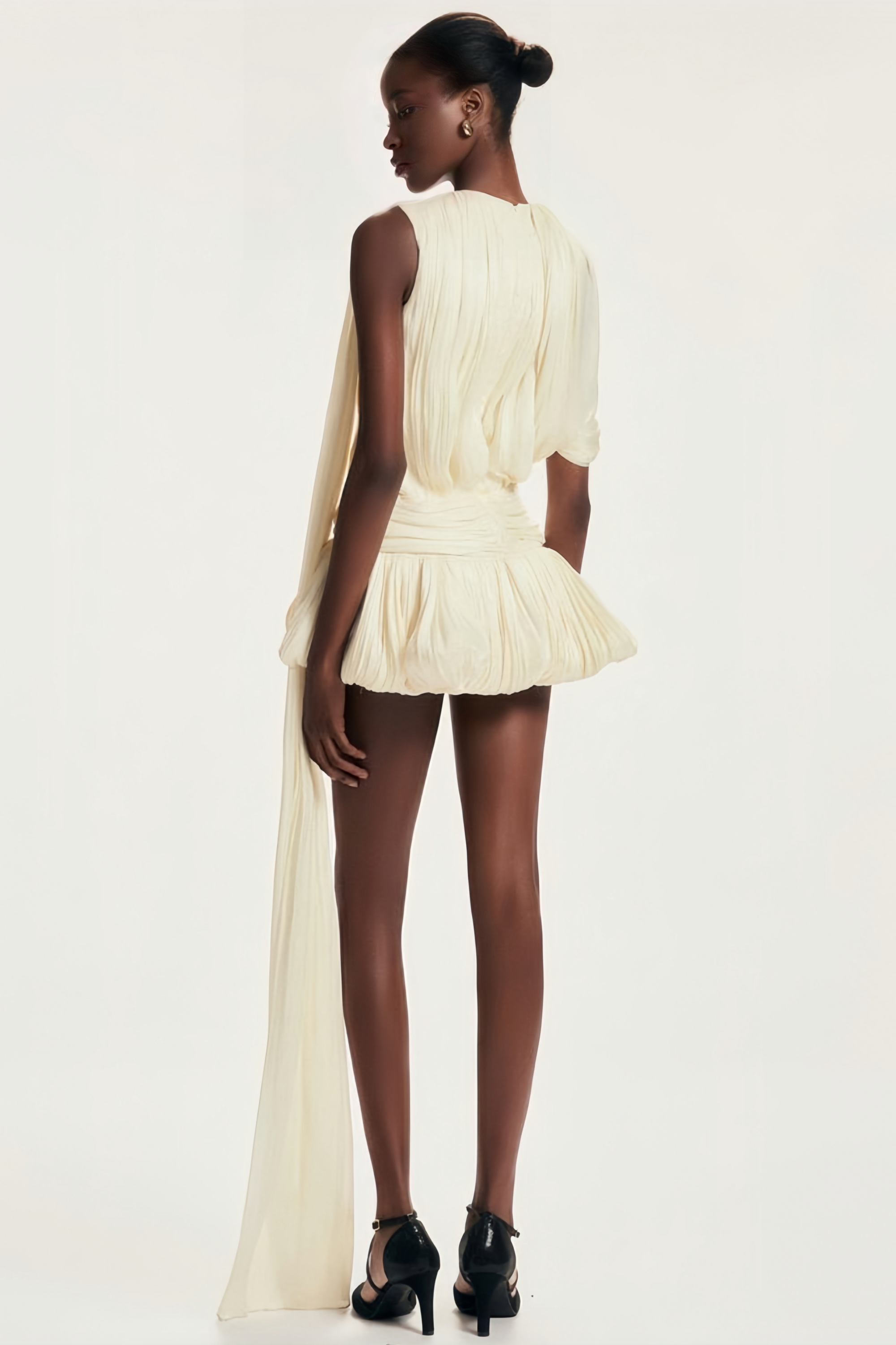 Cyrielle Pleated Mini Dress with Ribbon Design Accent Avalabel