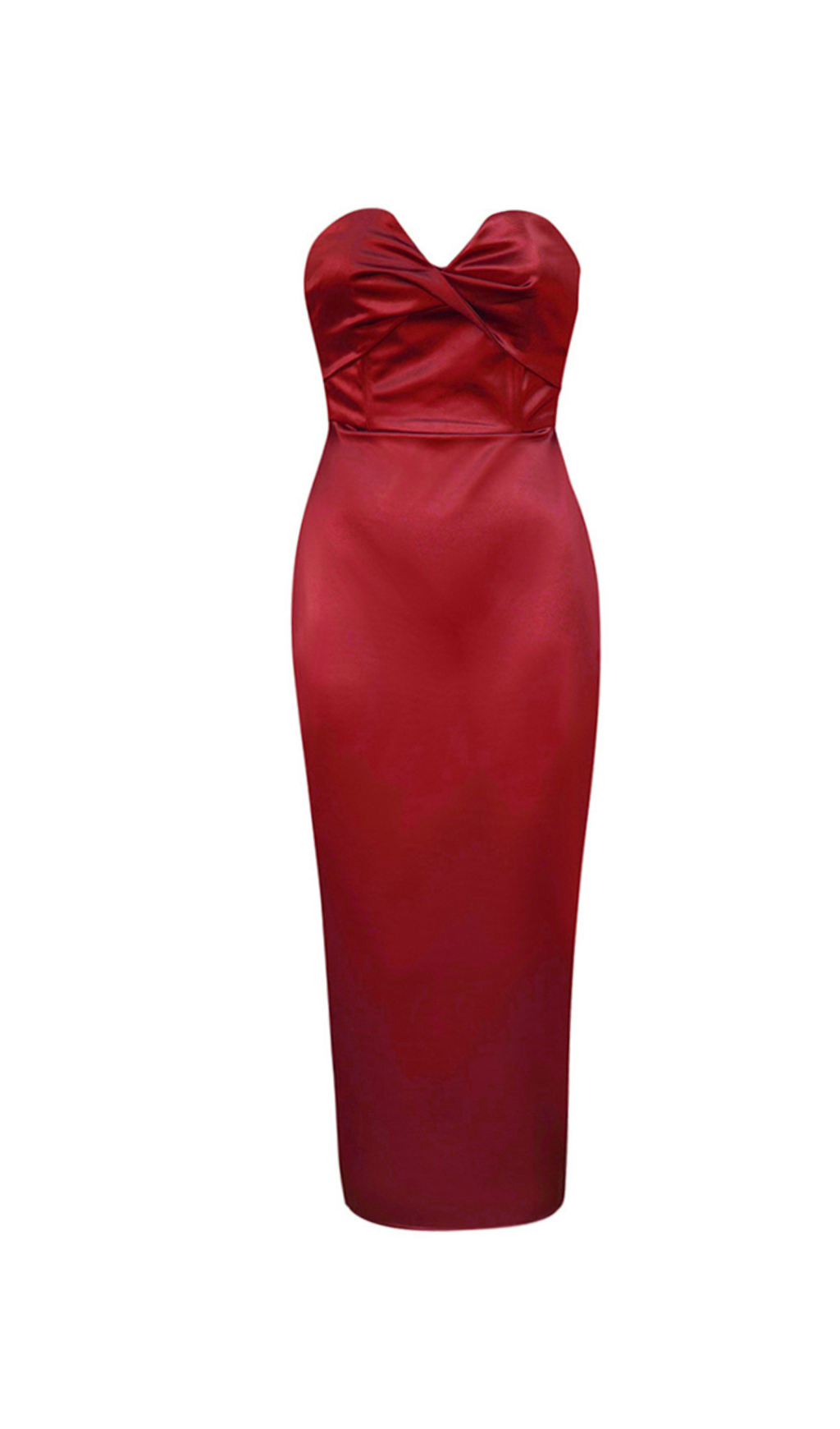 Backless Split Twist-Front Bodycon Midi Dress In Red Avalabel