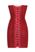 Corset Strapless Mini Dress with Lace-up Back in Red Avalabel