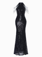 Cold Shoulder Beads Chain Cocktail Dress Avalabel