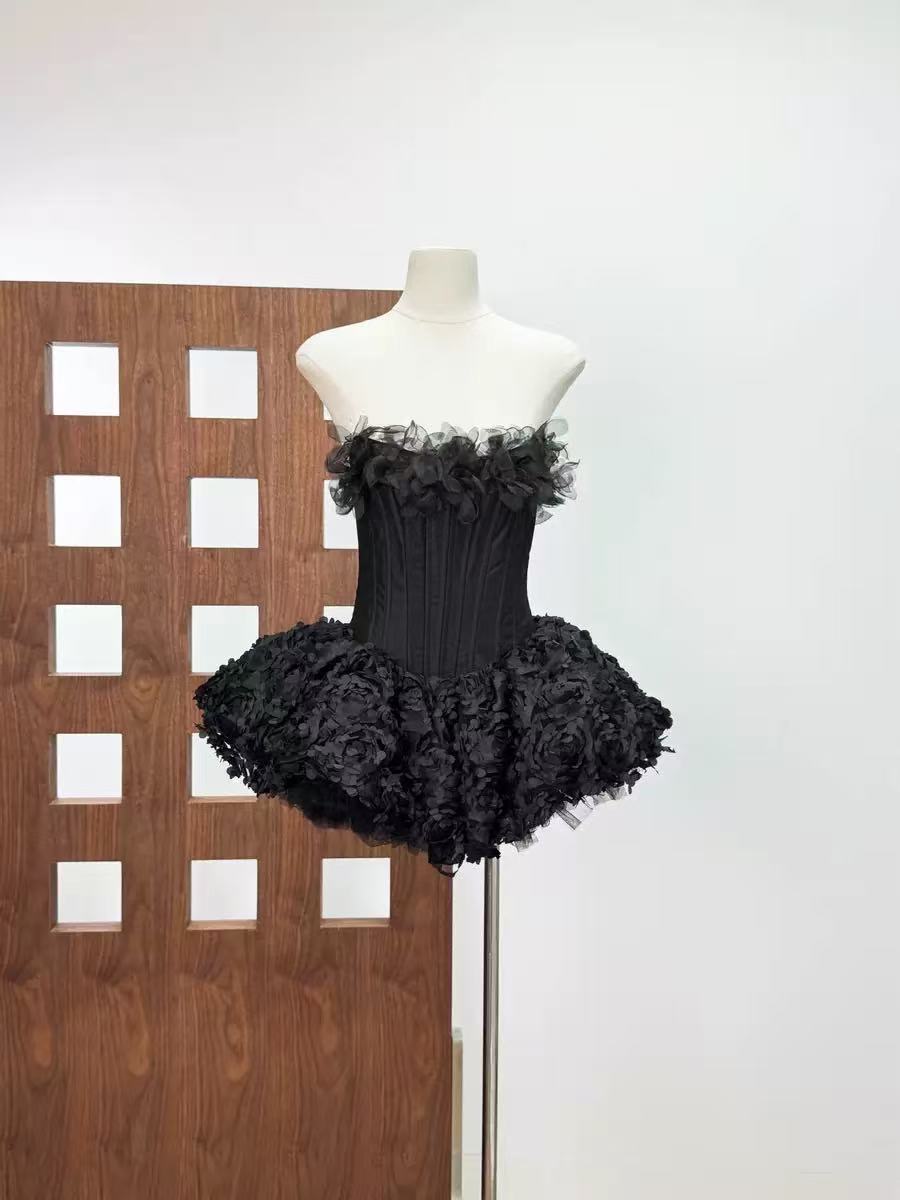 Strapless Petal Floral Corset A Line Dress Avalabel