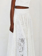 Eyelet Lace Top and Maxi Skirt Set Avalabel