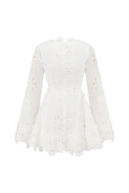 Flower Embroidery Hollow Mini Dress in White Avalabel