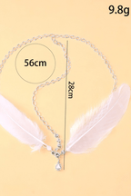 Boho White Feather Crystal Forehead Head Chain Avalabel