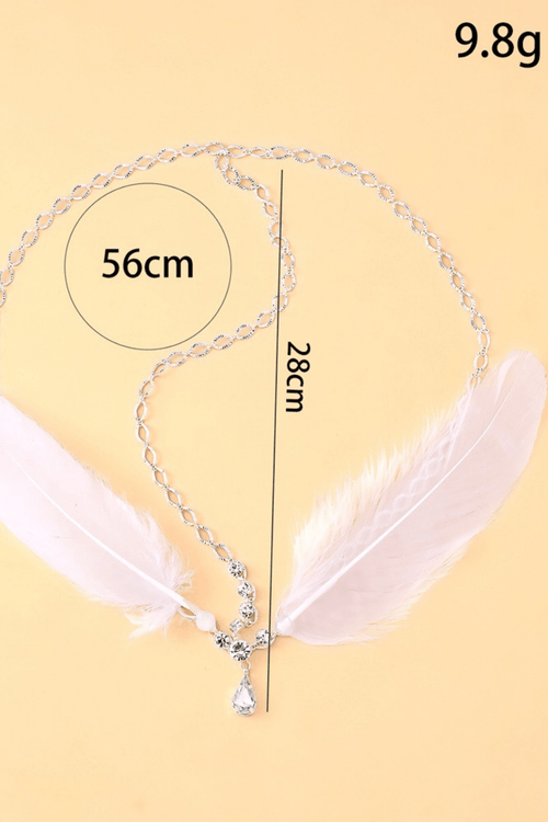 Boho White Feather Crystal Forehead Head Chain Avalabel