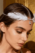Boho White Feather Crystal Forehead Head Chain Avalabel