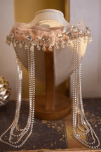 Pink Crystal Pearl Long Fringe Choker Necklace Avalabel