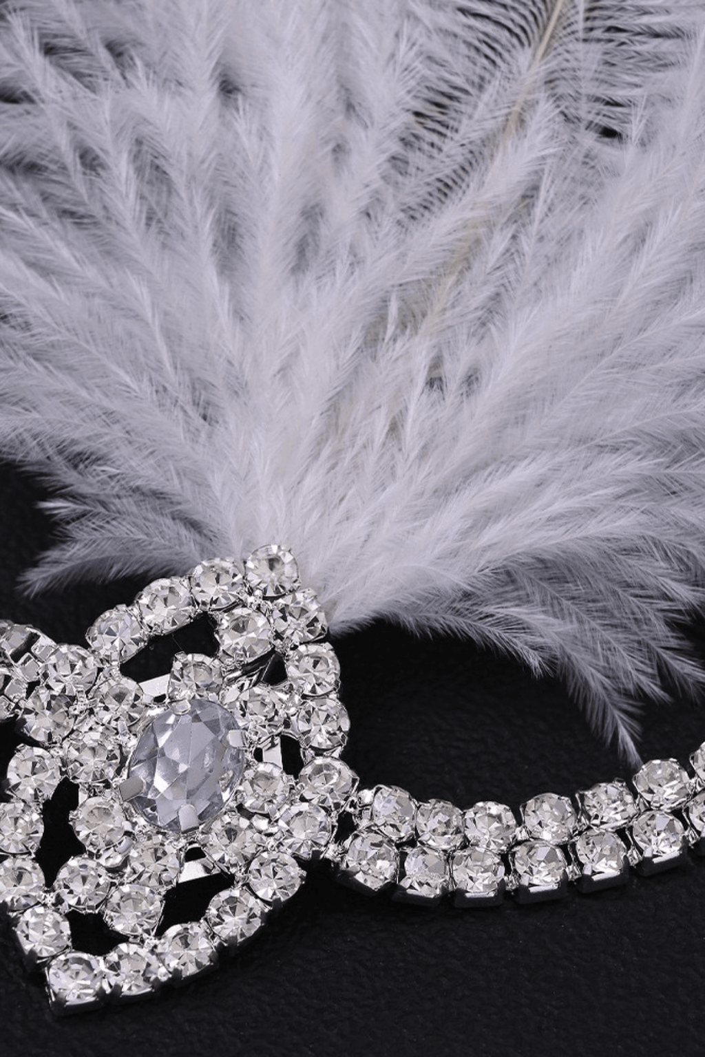 Gatsby Flapper Rhinestone Feather Forehead Headband Avalabel