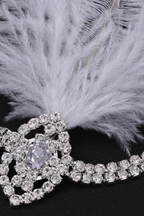 Gatsby Flapper Rhinestone Feather Forehead Headband Avalabel