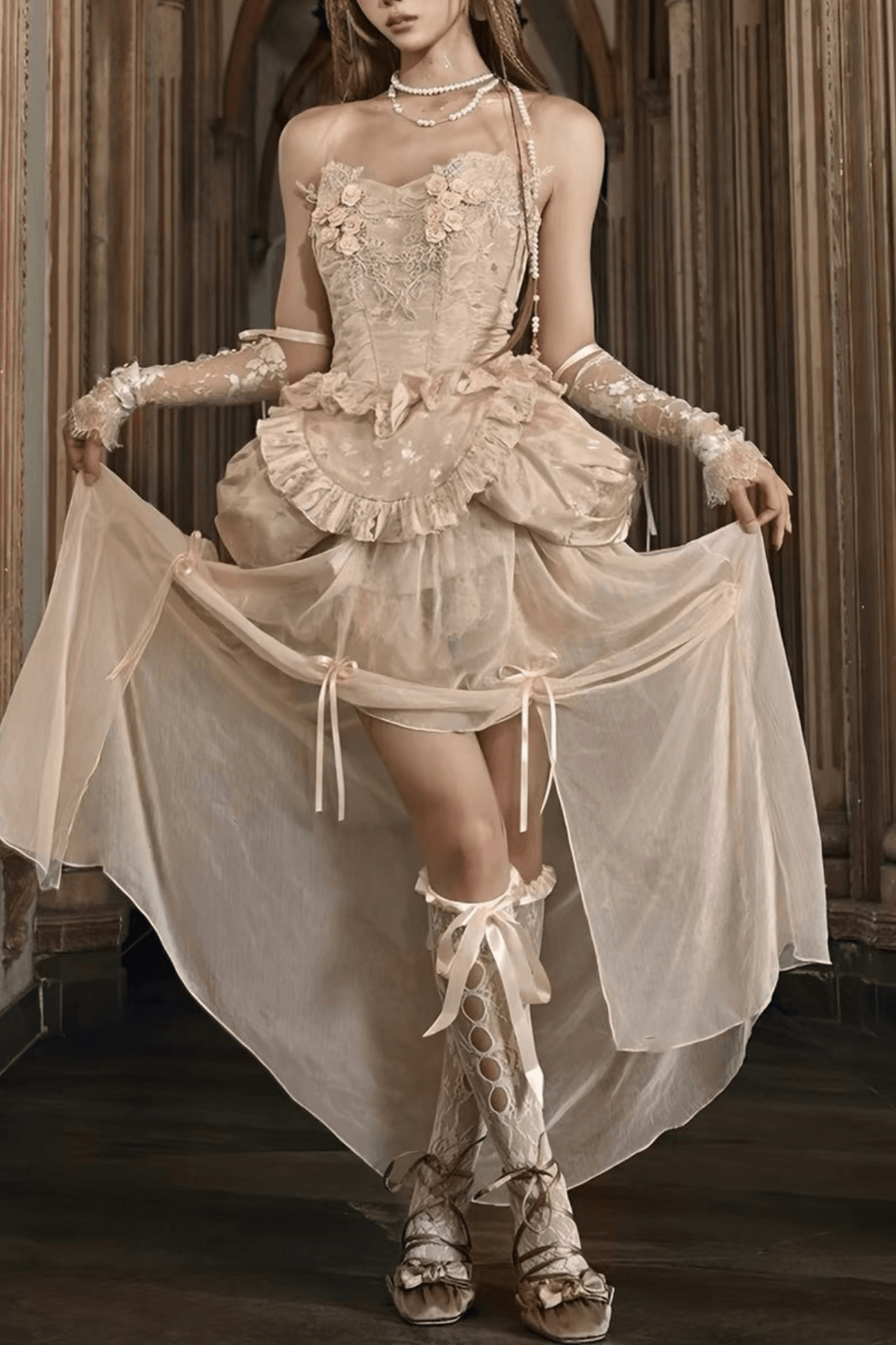 Evelina Vintage Lace Corset Dress Avalabel