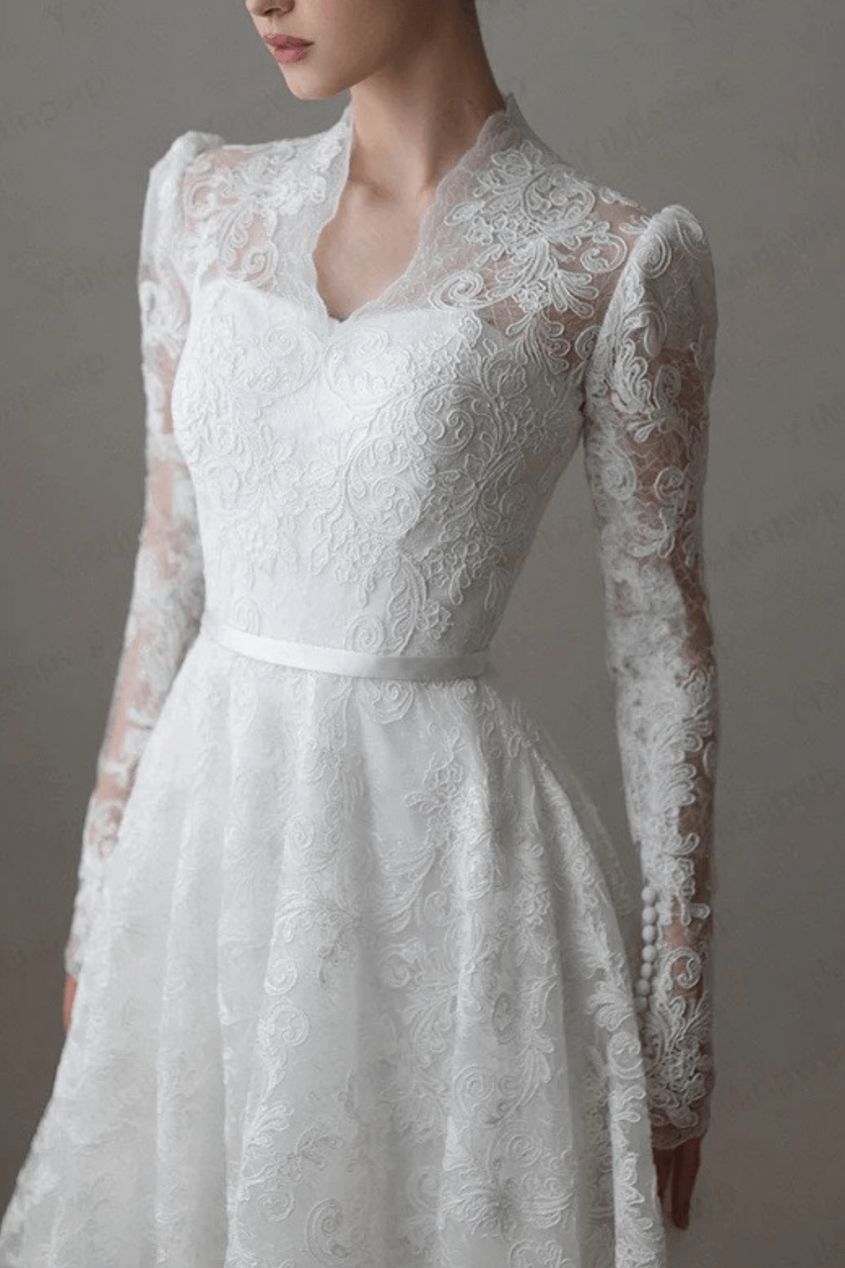 Vicky White Lace Long Sleeve Ball Gown Wedding Dress Avalabel