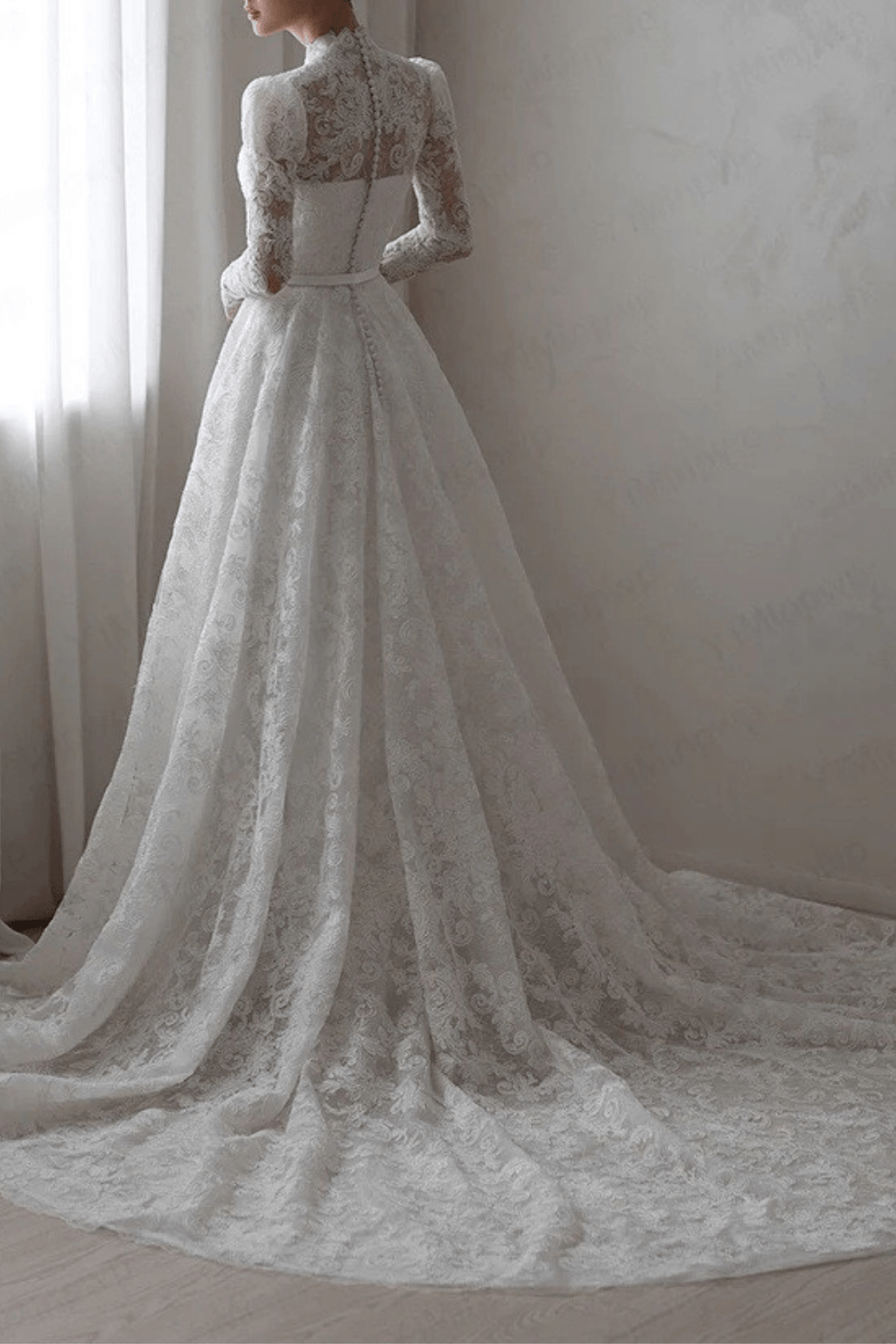 Vicky White Lace Long Sleeve Ball Gown Wedding Dress Avalabel