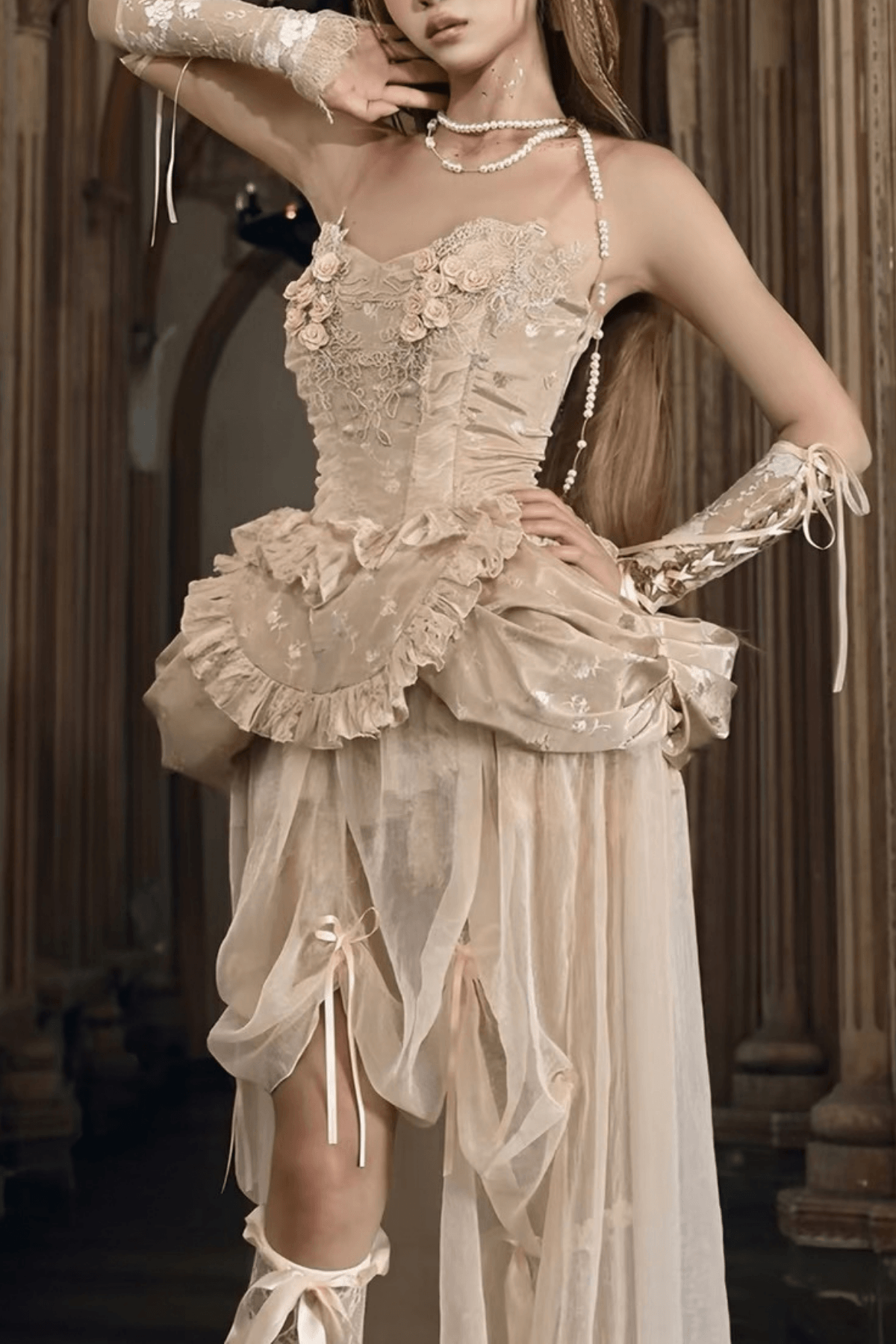 Evelina Vintage Lace Corset Dress Avalabel