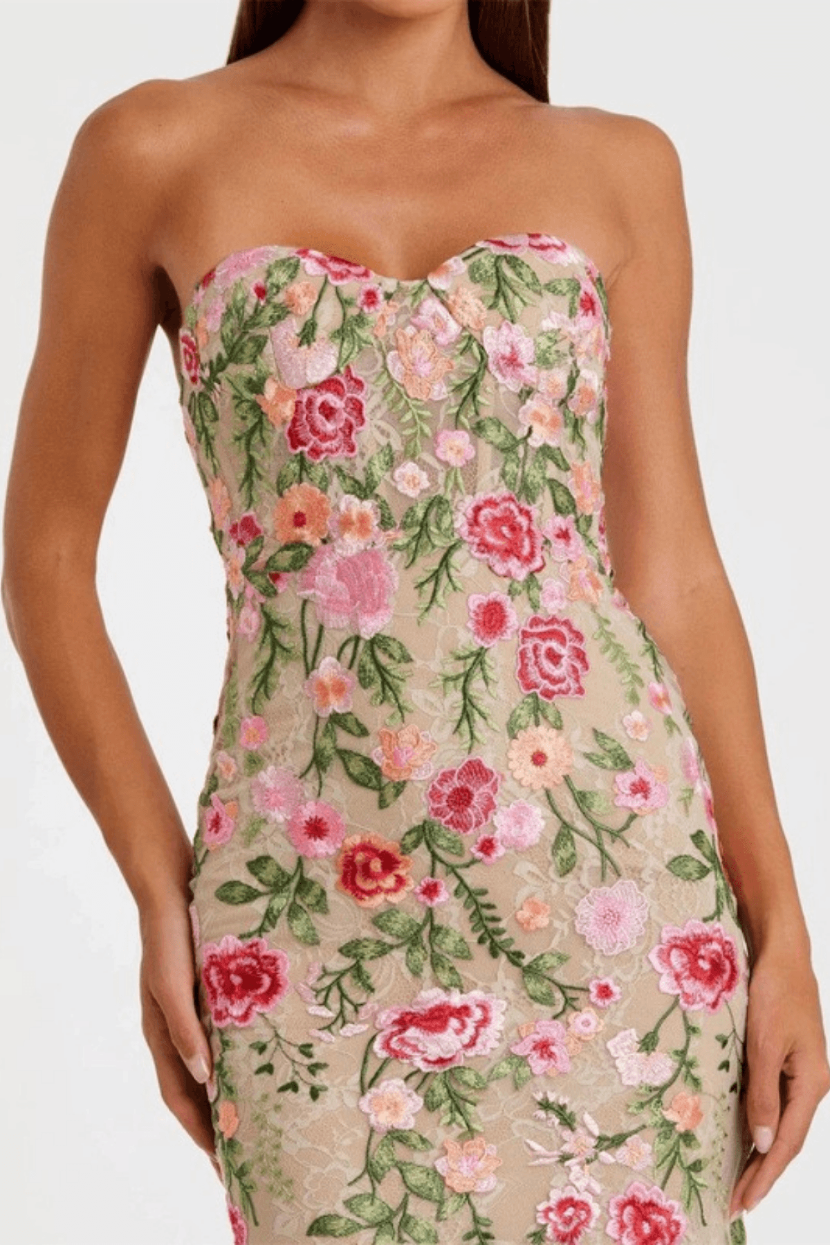Emily Strapless Floral Embroidered Mermaid Dress Avalabel