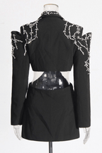 Daria Black Cutout Rhinestone Embellished Blazer Avalabel