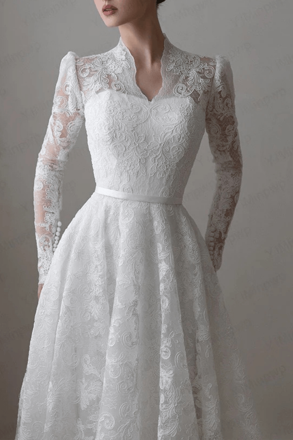 Vicky White Lace Long Sleeve Ball Gown Wedding Dress Avalabel