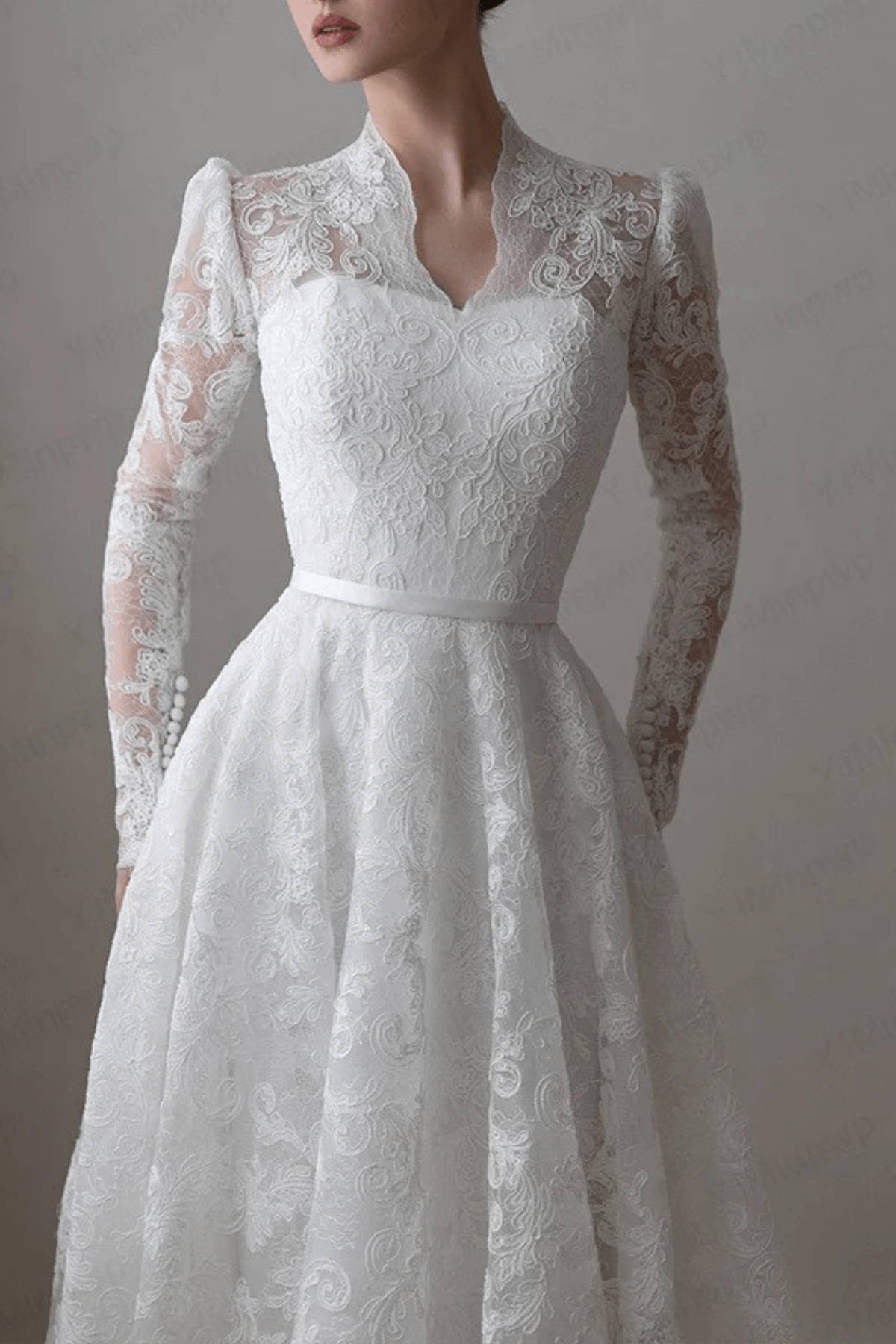 Vicky White Lace Long Sleeve Ball Gown Wedding Dress Avalabel