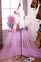 Pastel Ruffled Floral Tulle Shawl Avalabel