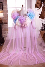 Pastel Ruffled Floral Tulle Shawl Avalabel