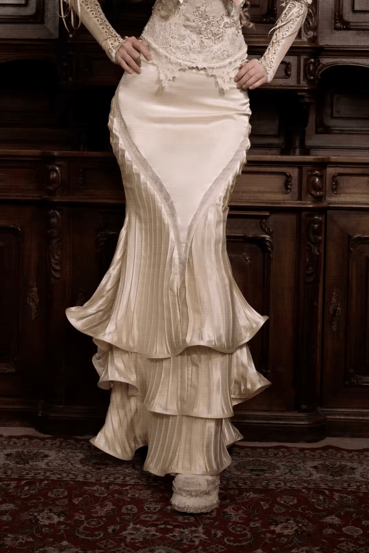 Ellen Vintage Ghost Corset Mermaid Dress Avalabel