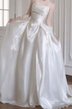 Tracy Strapless Satin Pleated Ball Gown Wedding Dress Avalabel