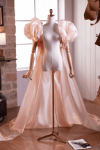 Blush Satin Oversized Puff Shoulder Shawl Cape Avalabel