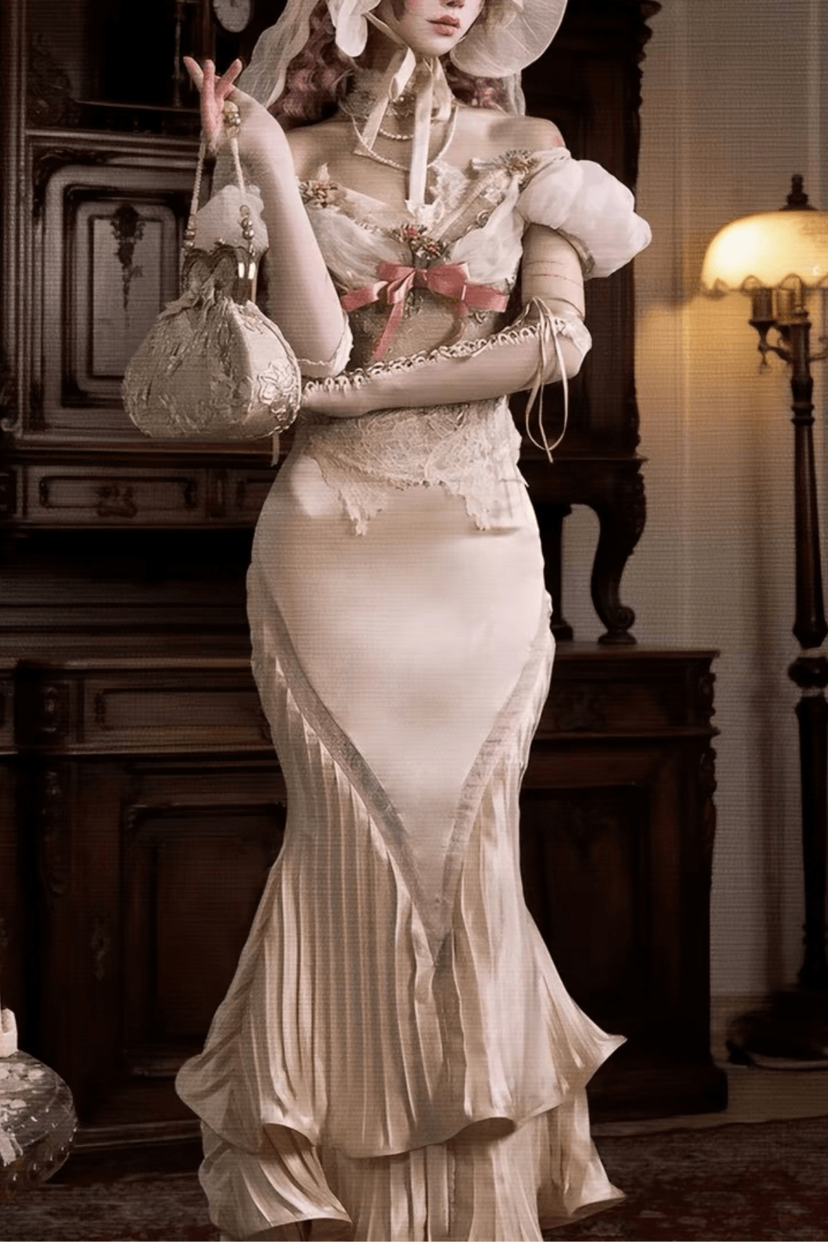 Ellen Vintage Ghost Corset Mermaid Dress Avalabel