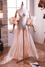 Blush Satin Oversized Puff Shoulder Shawl Cape Avalabel