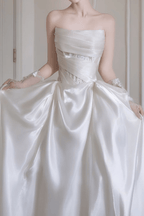 Tracy Strapless Satin Pleated Ball Gown Wedding Dress Avalabel