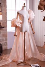 Blush Satin Oversized Puff Shoulder Shawl Cape Avalabel