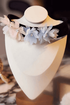 Black Velvet Pastel Fabric Flower Crystal Choker Necklace Avalabel