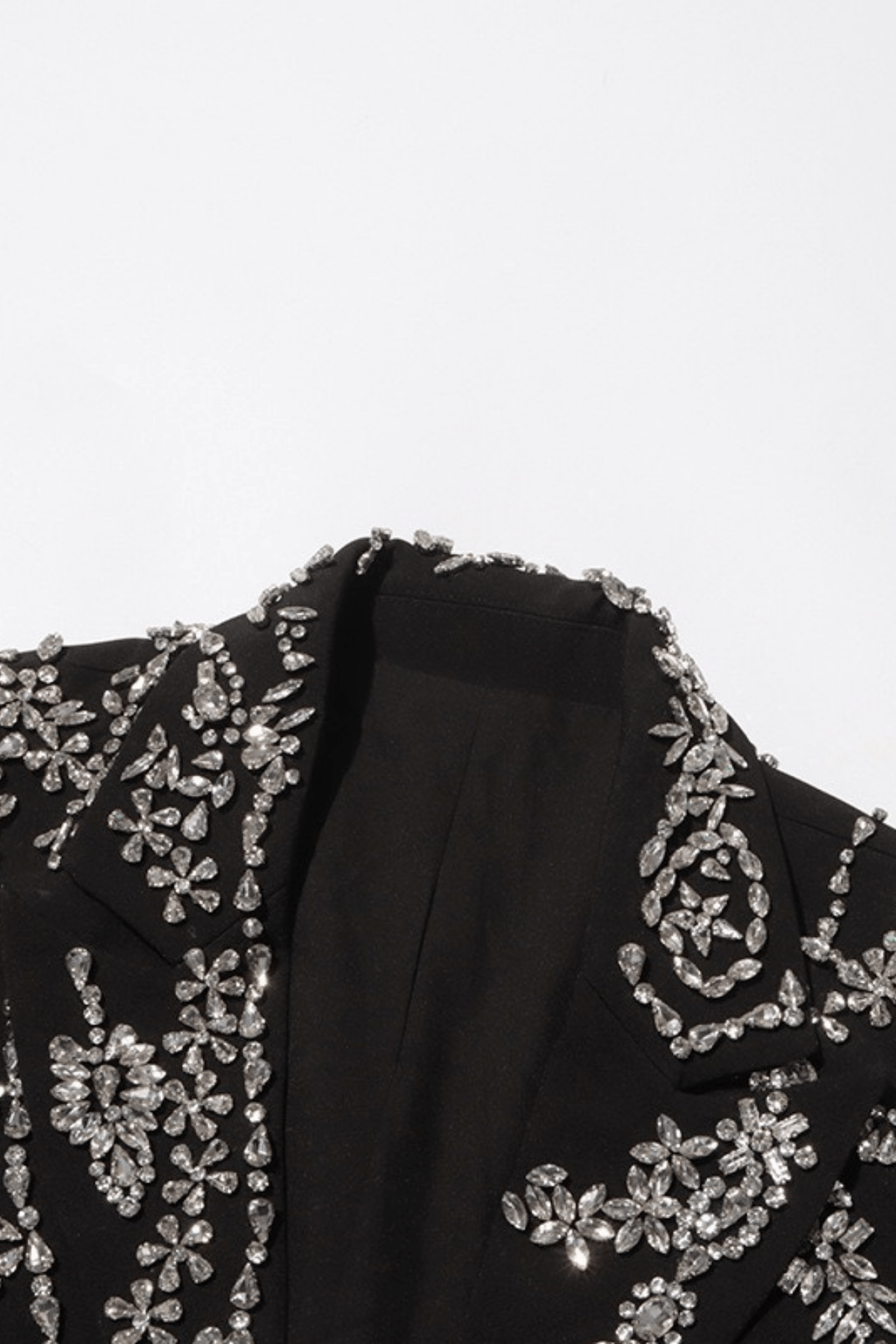Daria Black Cutout Rhinestone Embellished Blazer Avalabel