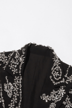 Daria Black Cutout Rhinestone Embellished Blazer Avalabel