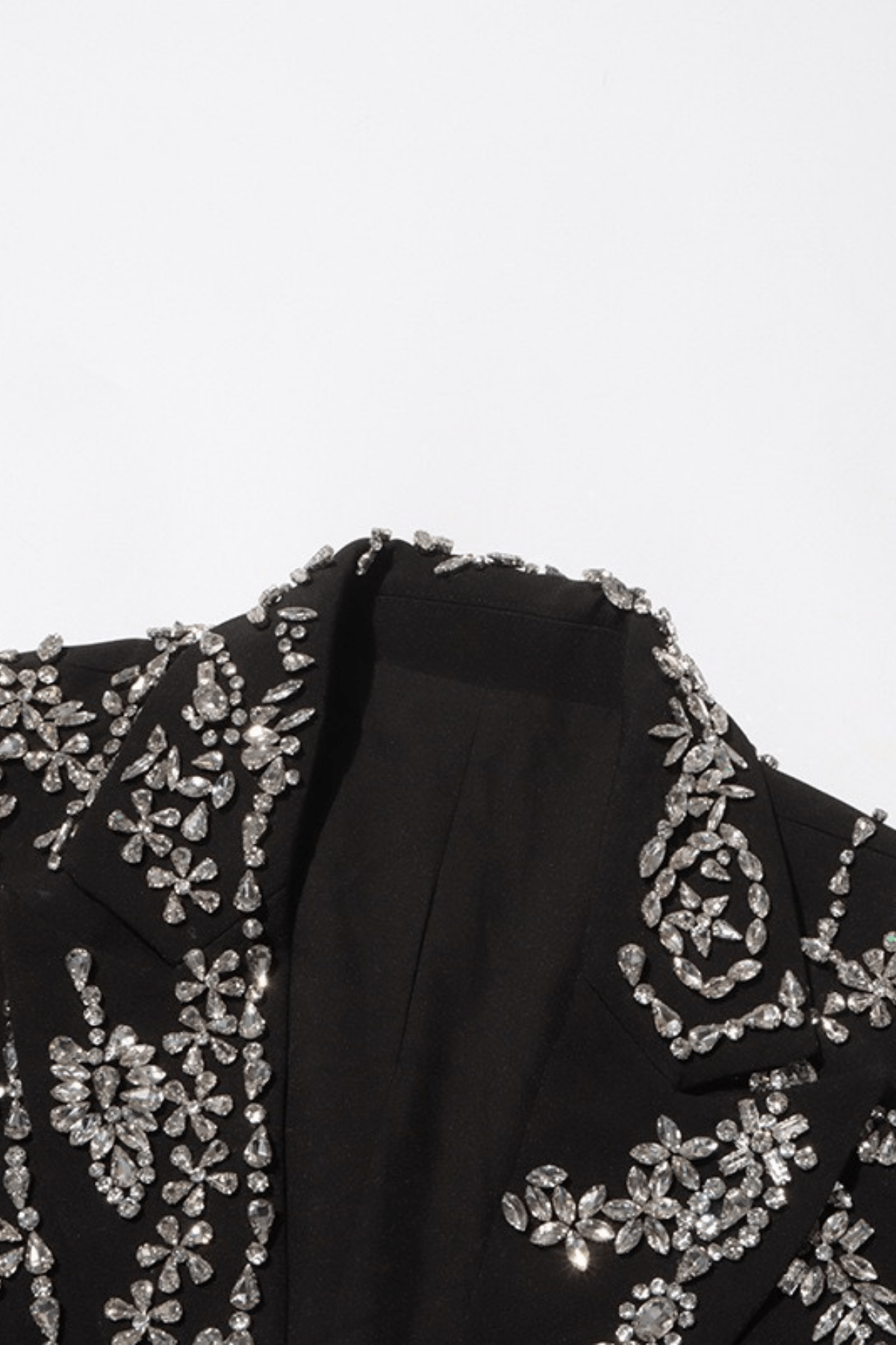 Daria Black Cutout Rhinestone Embellished Blazer Avalabel