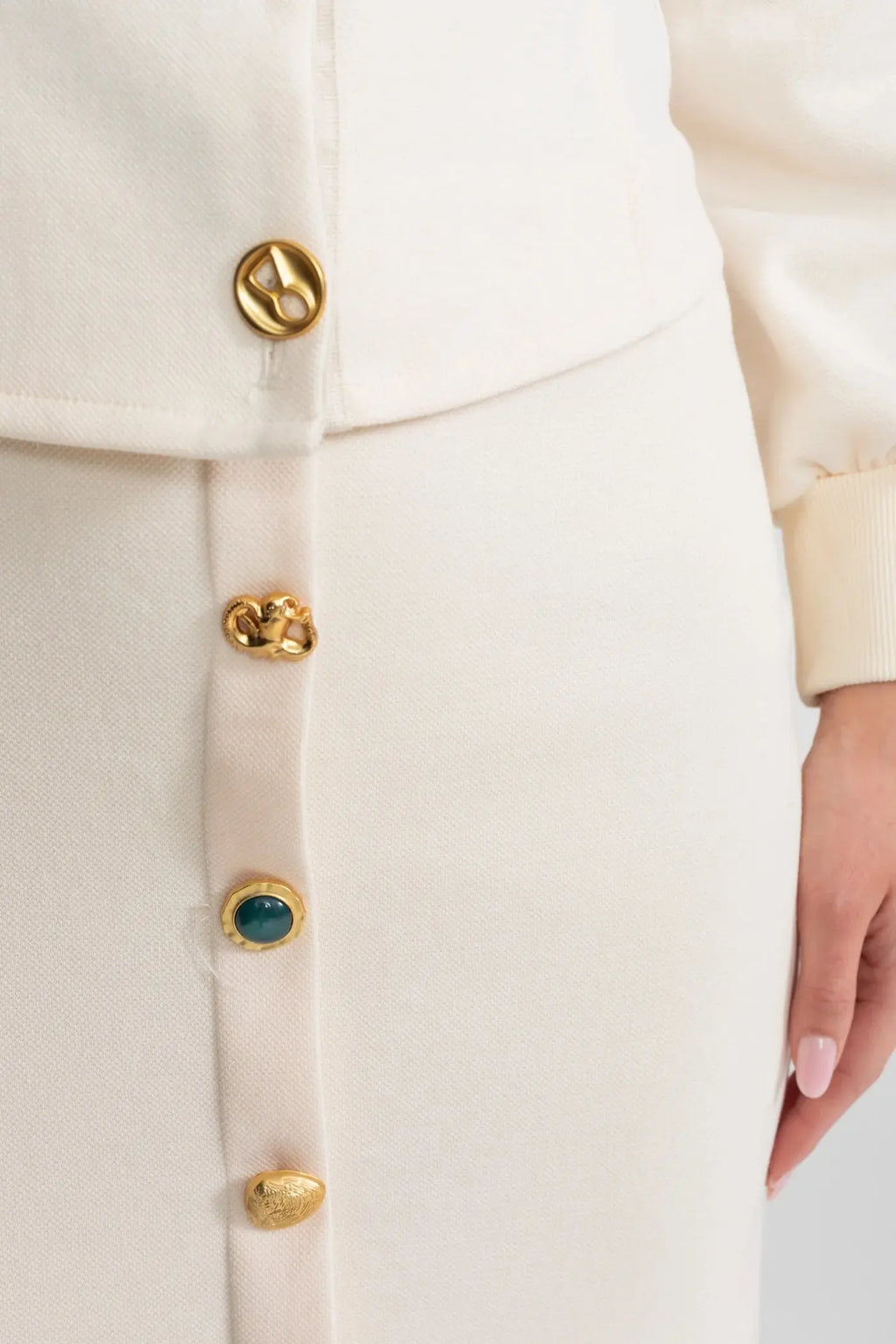 tabitha Embellished Button Co-ord Set – Ivoire Avalabel