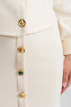 tabitha Embellished Button Co-ord Set – Ivoire Avalabel