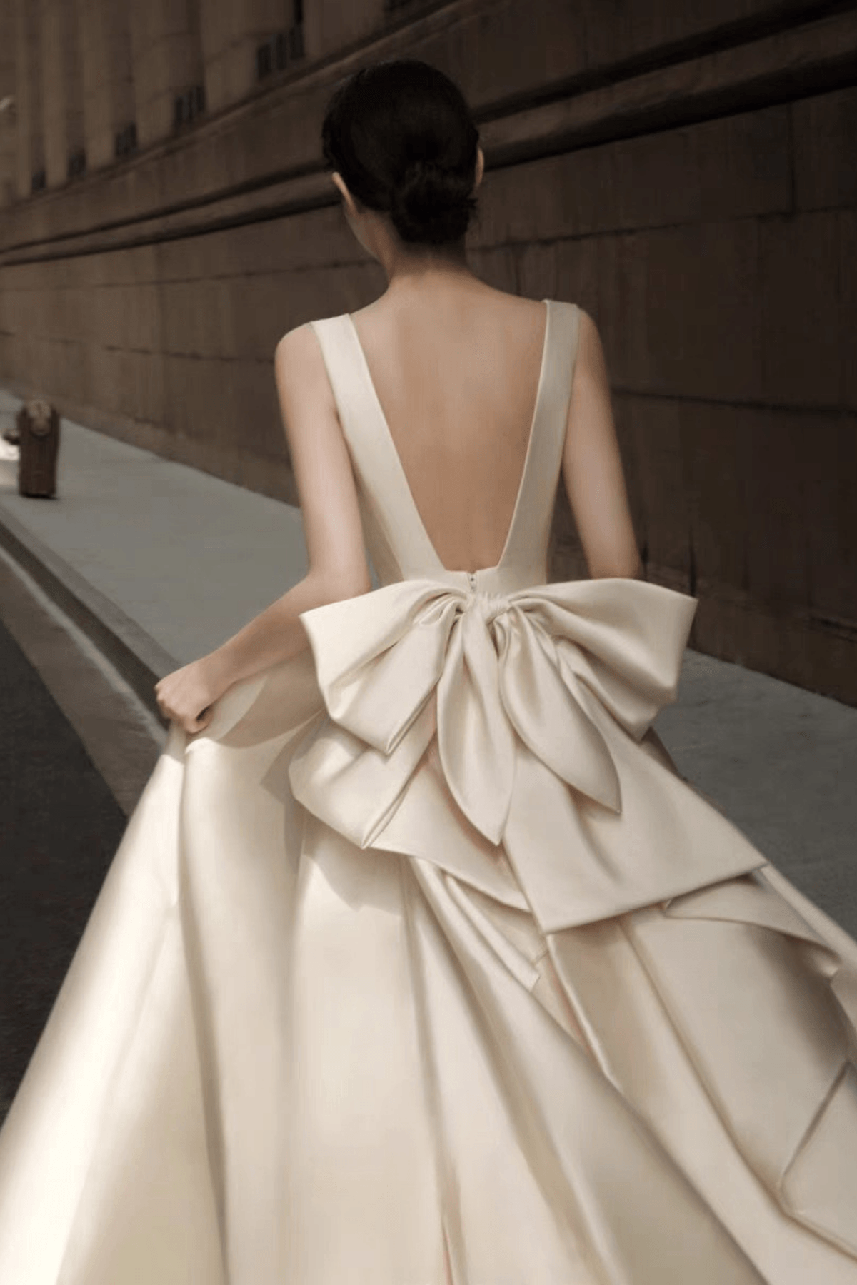 Teresa Ivory Satin Deep V Ball Gown Wedding Dress Avalabel