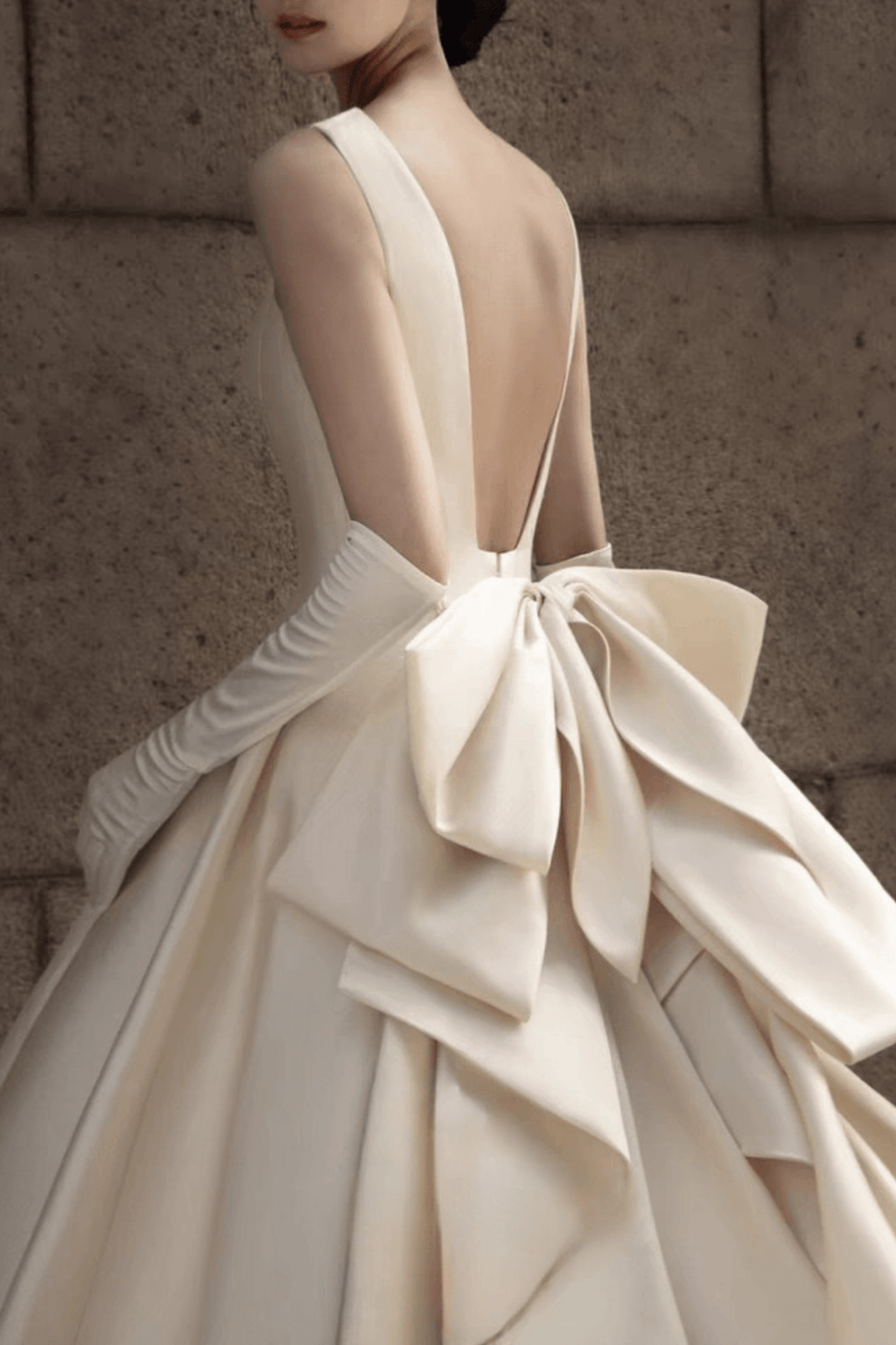 Teresa Ivory Satin Deep V Ball Gown Wedding Dress Avalabel