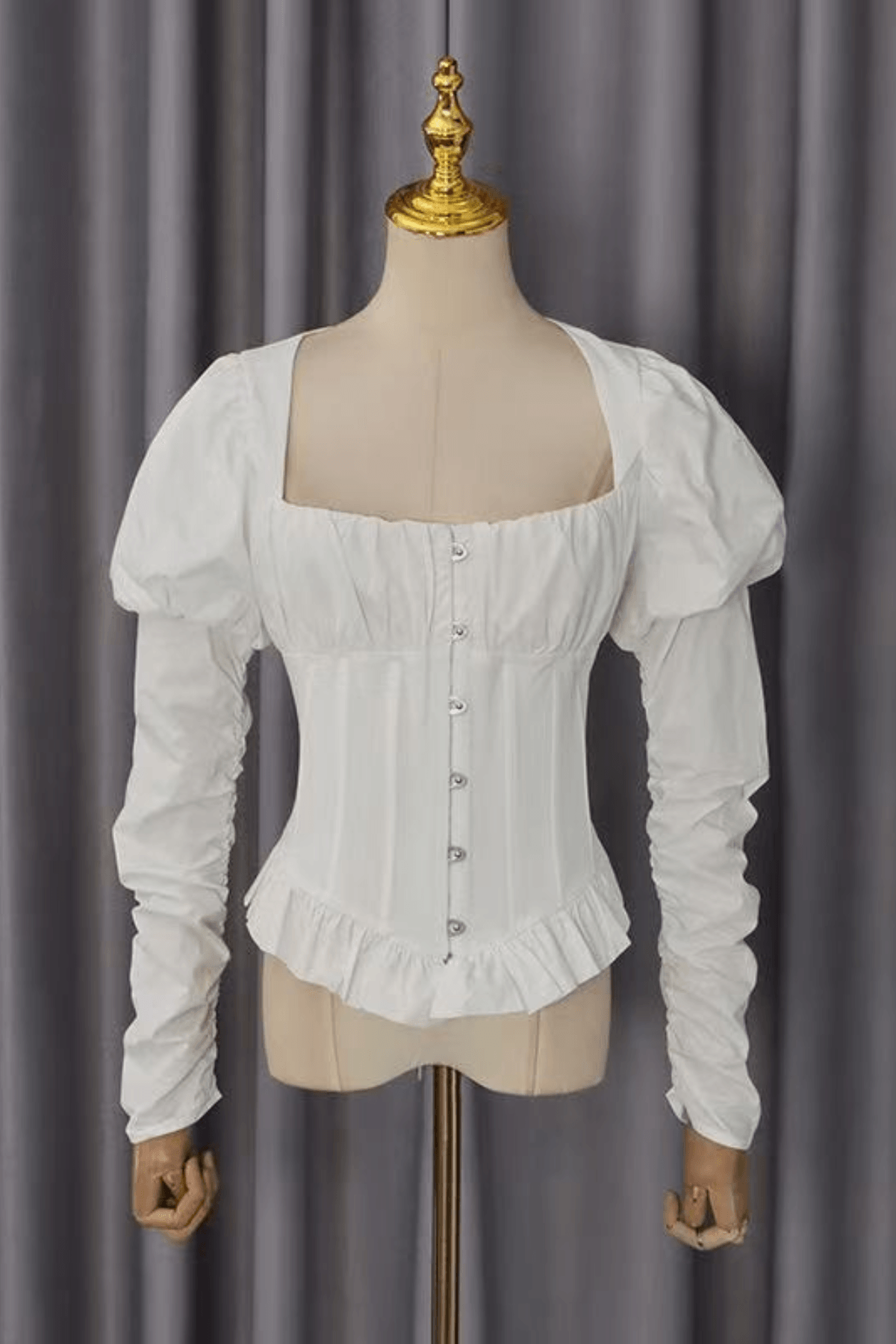 Winnie Cream Puff Sleeve Corset Peplum Top Avalabel