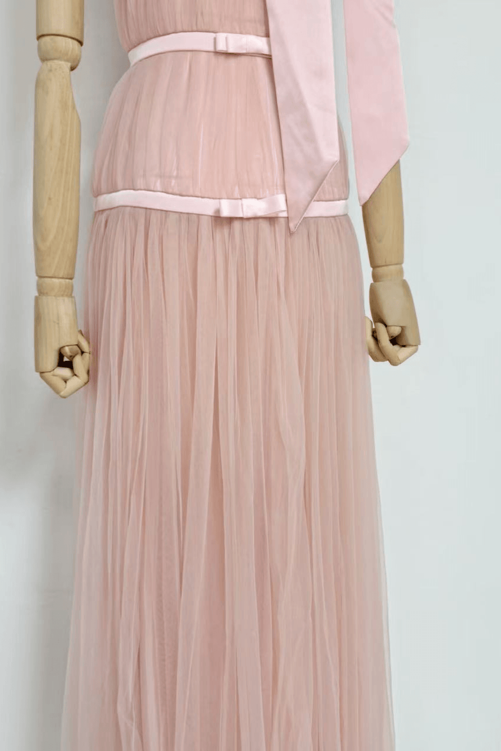 Zoe Pink Halter Bow Tulle Maxi Dress Avalabel