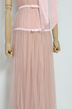 Zoe Pink Halter Bow Tulle Maxi Dress Avalabel