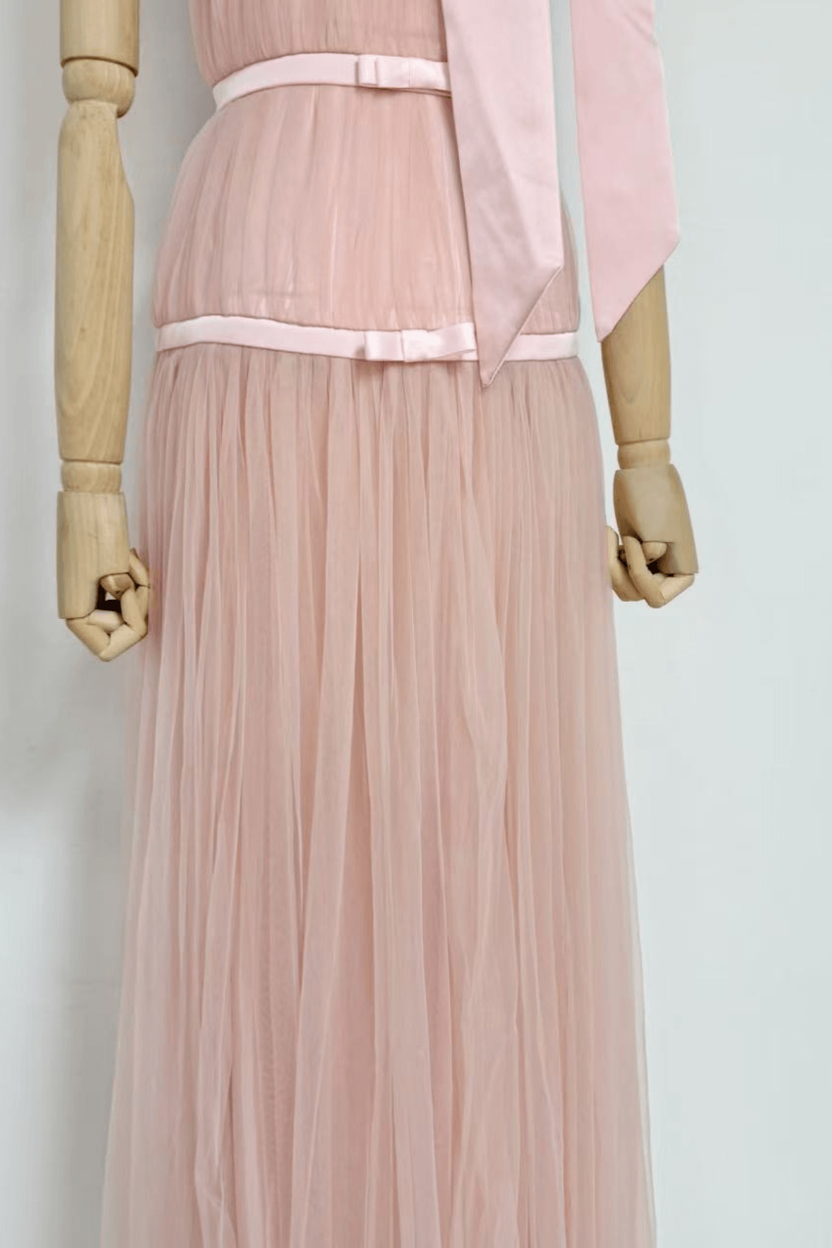 Zoe Pink Halter Bow Tulle Maxi Dress Avalabel