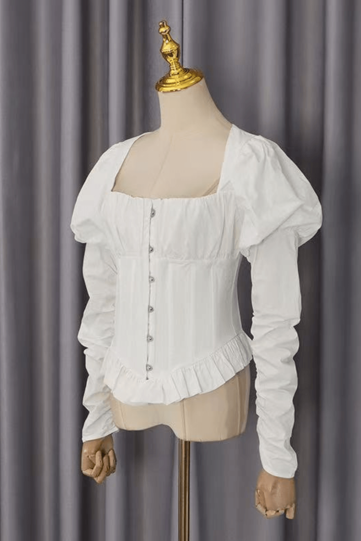 Winnie Cream Puff Sleeve Corset Peplum Top Avalabel