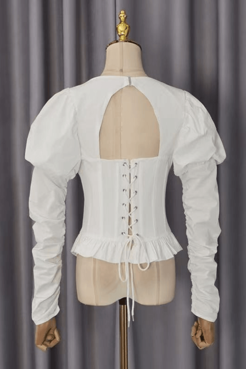 Winnie Cream Puff Sleeve Corset Peplum Top Avalabel