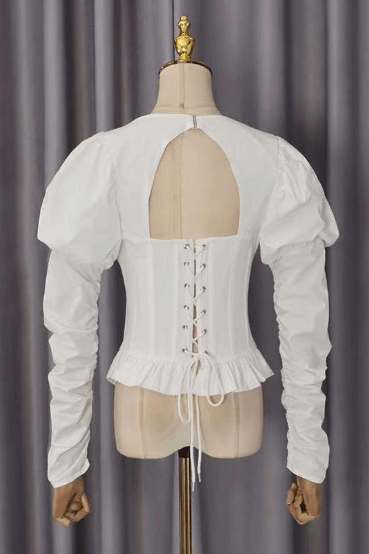 Winnie Cream Puff Sleeve Corset Peplum Top Avalabel