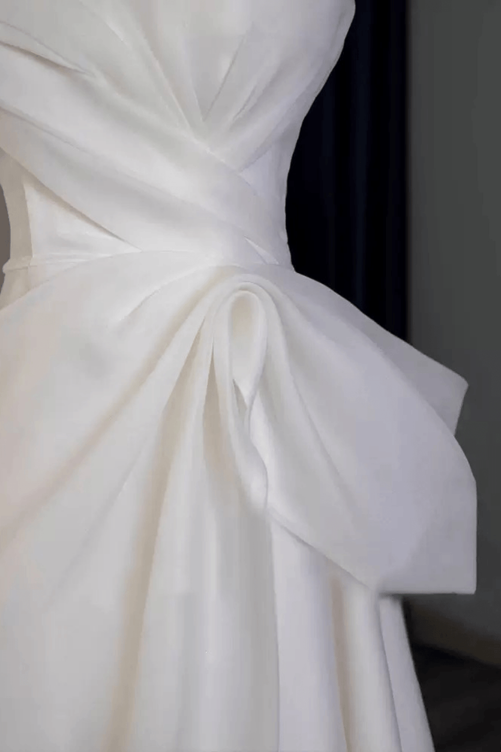 Strapless Satin Bow Accent A‑Line Wedding Dress Avalabel