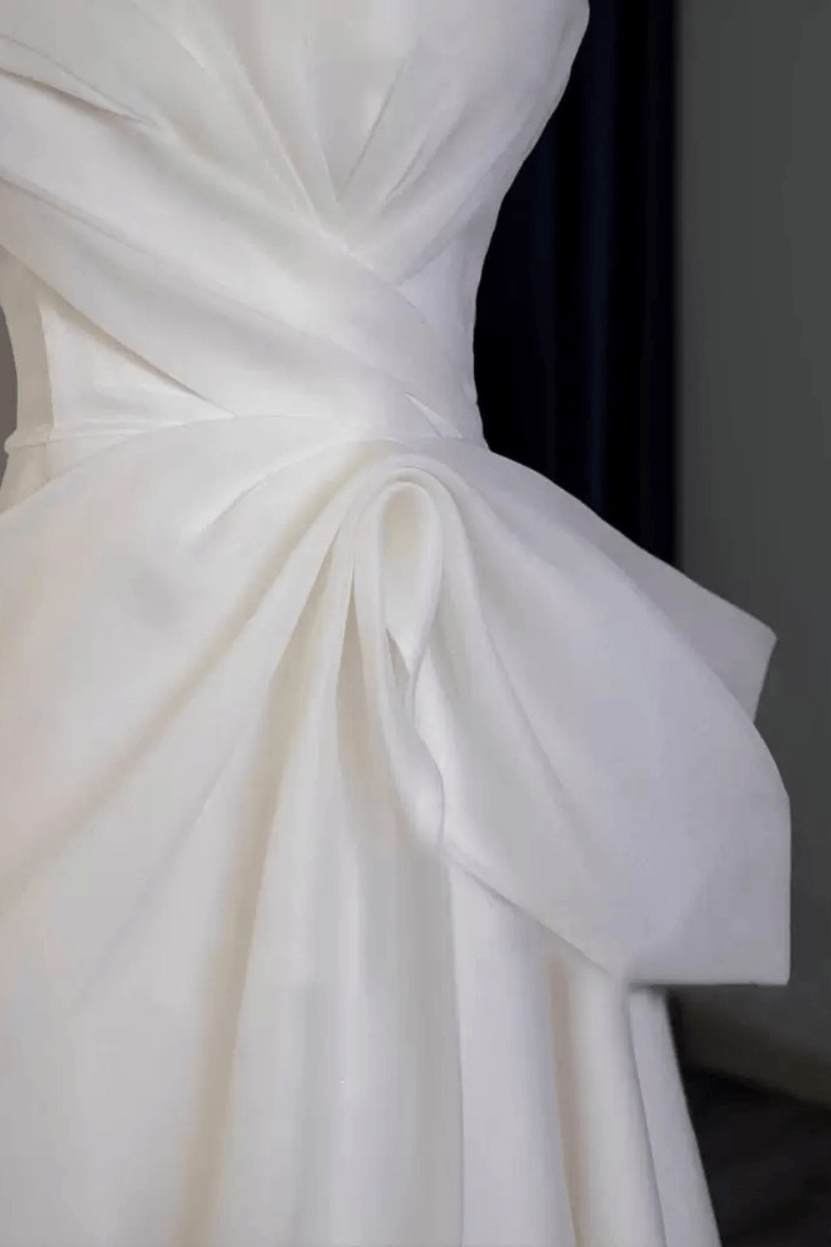 Strapless Satin Bow Accent A‑Line Wedding Dress Avalabel